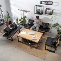 Industrial style living room iron solid wood sofa coffee table combination office reception sofa table and chairs retro bar booth