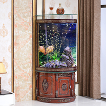 Round fish tank aquarium medium living room household lazy bottom filter free water ecological goldfish tank landscaping glass tank