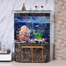 Square fish tank living room feng shui Zhaocai aquarium large floor-to-ceiling household glass goldfish tank lazy cabinet bottom filter