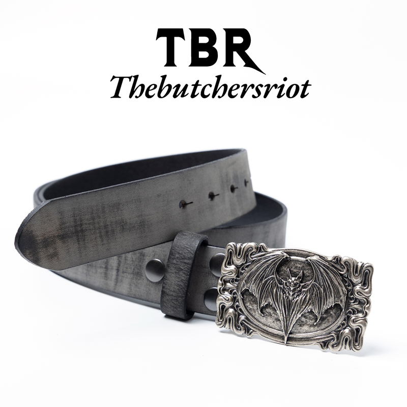 Tbr Batwing Silver-Plated Buckle Cream Matte Top Layer Cowhide Belt