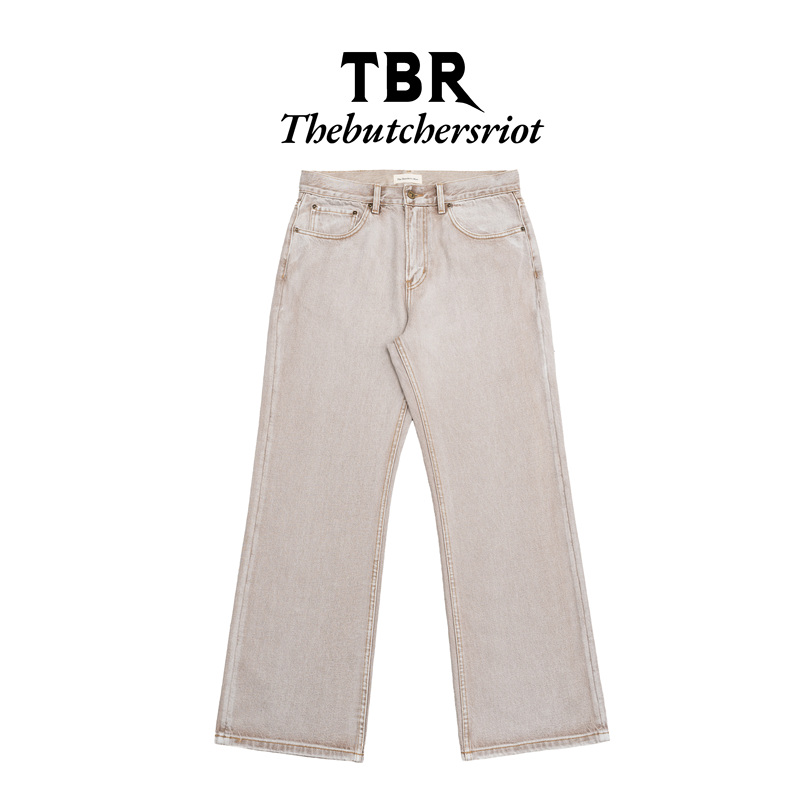 Tbr Plaster Oatmeal Color Washed Minimalist Plain Elegant Loose Straight-Leg Jeans Tbr Plaster Oatmeal Color Washed Minimalist Plain Elegant Loose Straight-Leg Jeans