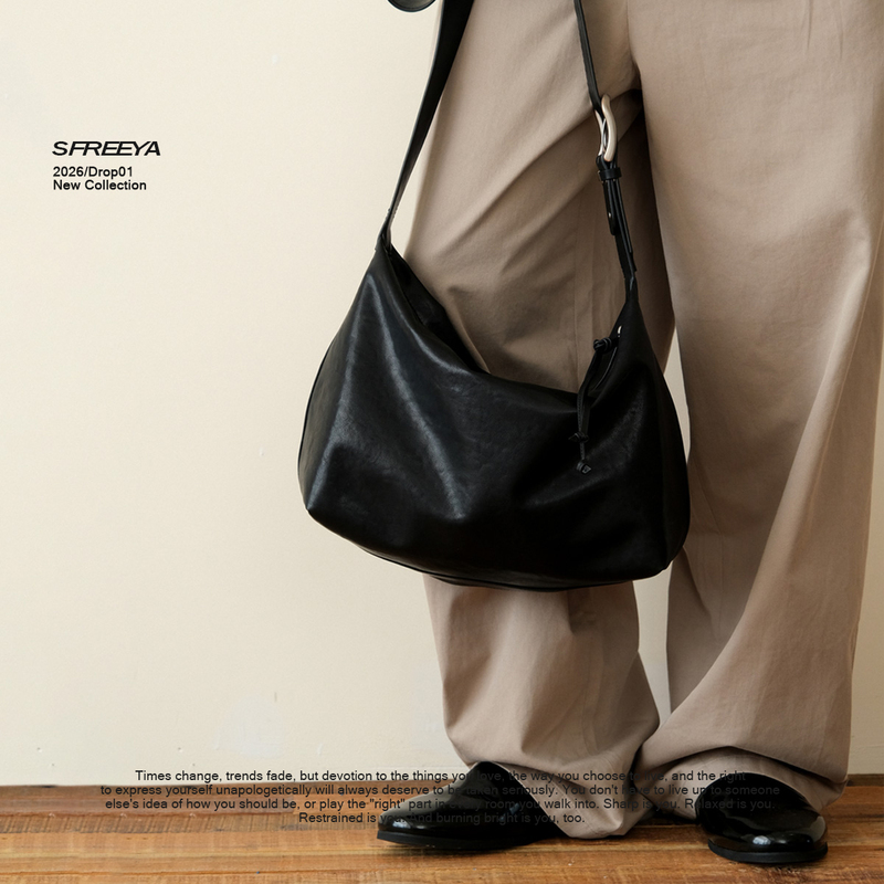 "Clean and Elegant at First Glance" Genuine Leather Crossbody Dumpling Bag Tote Bag Large Capacity Hobo Commuter Shoulder Bag