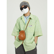 Dosho Mens 2021 Summer New Little Flower Short Sleeve Shirt Mens Hong Kong Style Shirt Half Sleeve Hip Hop Top Men