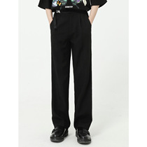 Dosho mens summer straight tube metal buckle slim-fitting trousers Mens casual wild loose thin long pants men