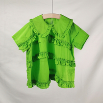 Spot Children Dress Custom 22 Summer New Money Girl Doll Collar Asymmetrical Agaric Side Blouse Blouse Blouse Cute Doll Shirt