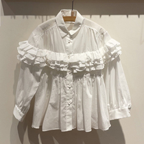 Spot childrens clothing custom 21 spring new girl fashion loose wooden ear long sleeve shirt top childrens shirt