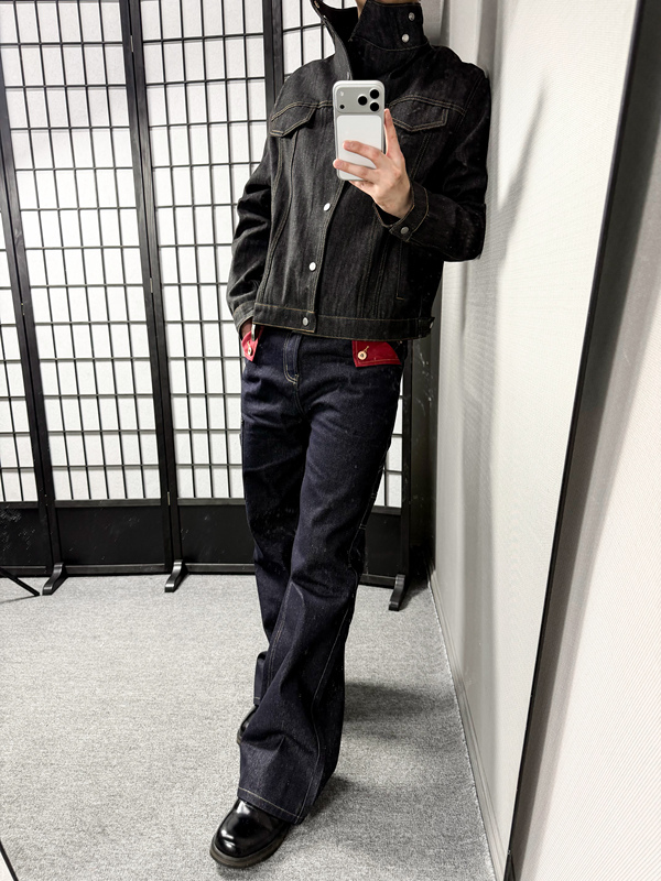 Roes Elegant'Red Flame' Original Cowhide Loose Fit Versatile Cleanfit Heavyweight Straight Jeans Unisex Long Pants