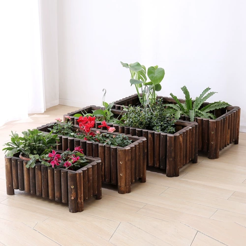 [Hui] Антикоррозивная деревянная цветочная коробка Толстая балкон овощной горшок с гончарным горлочником с большой прямоугольной верхним этажом с твердым деревян