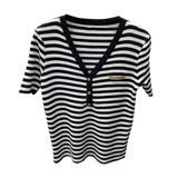 Трикотажный свитер, летняя дизайнерская тонкая шелковая футболка с коротким рукавом, V-образный вырез, тренд сезона