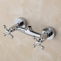 Full copper shower faucet bathtub Simple shower head suit double double open cold and hot water mixing valve bathing shower shower nozzle