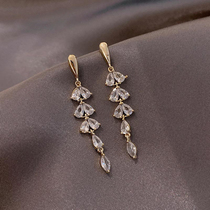 Streamer flying wheat ear studs light luxury zircon exquisite earrings female temperament long earrings with thin face