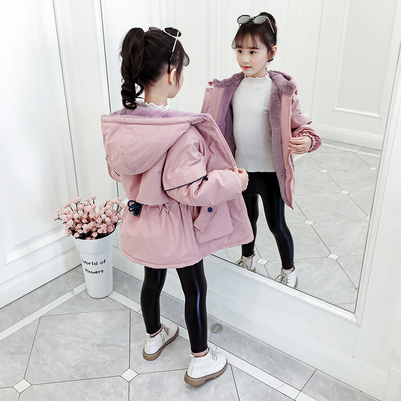 Girls autumn winter coat 2022 new stylish Korean children's Yang Yang girl network red plus plus thicker cotton clothes