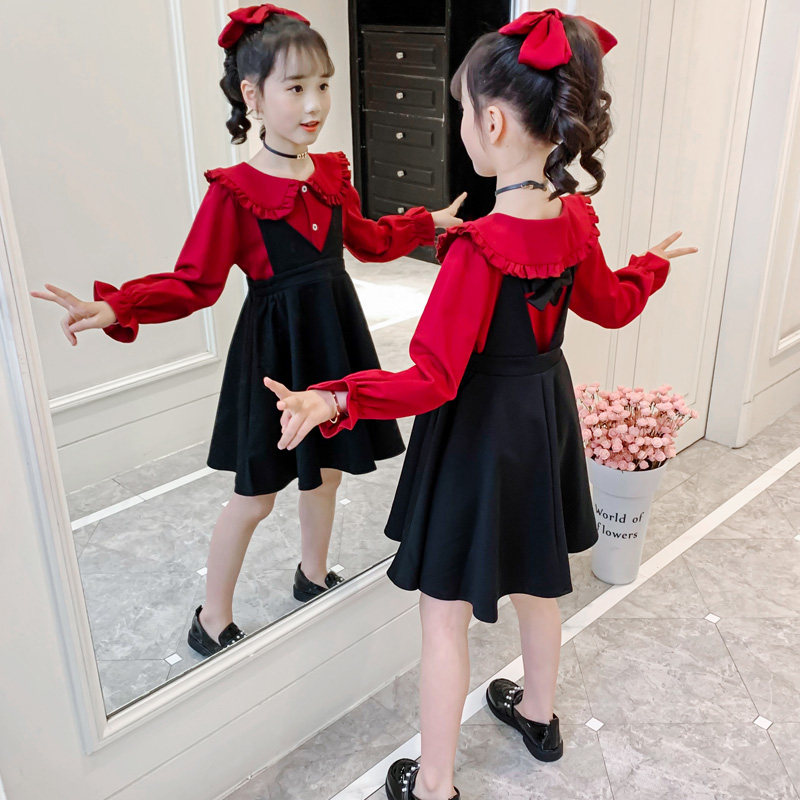 Girls Autumn Dress New Net Red Children Doll Ocean Skirt Girl Spring and Autumn Fashion Princess