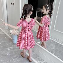 Girls dress 2022 new foreign air CUHK Scout childrens summer clothing childrens princess nepotism dress Childrens tennis red dress