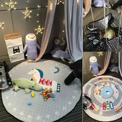 Korean version of the baby cotton game mat Children's toys fast storage bag baby non-slip crawling mat round floor mat