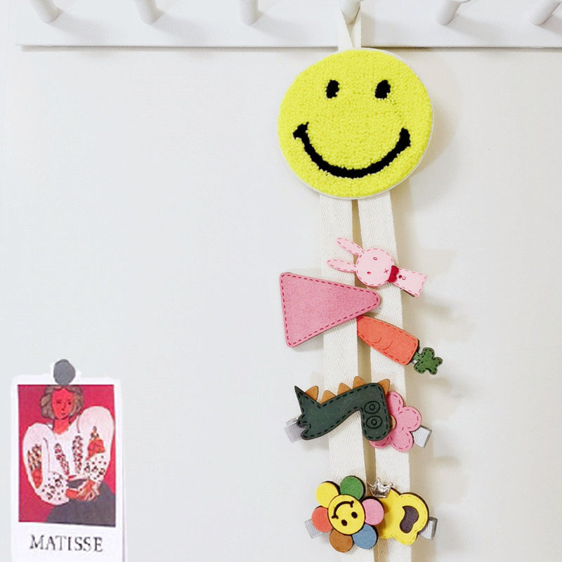 Han Prints style cute smiley face embroidered children hair clip finishing hanging band hair dressing hair stirrup containing wall-mounted wall decoration
