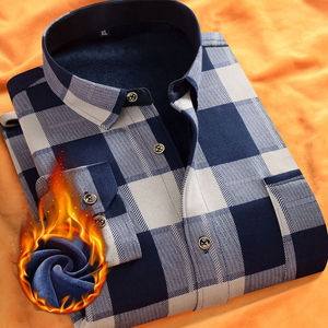 男士保暖衬衫加绒长袖衬衣T恤爸爸装男装