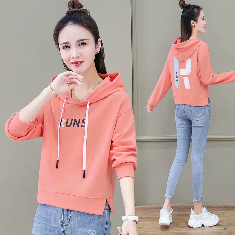 Áo len có mũ trùm đầu bằng cotton tinh khiết của phụ nữ mùa thu năm 2021 tính khí thời trang mới của phụ nữ áo khoác dài tay phiên bản rộng rãi áo khoác phù hợp với tất cả các - Sản phẩm HOT