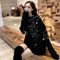 Hong Kong Tide Brand Autumn and Winter Star Sweatshirt Womens Printed Diamond Men and Womens Couple Street Trends