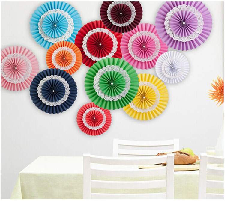 Birthday Paty Events Atmosphere Festival Scene Placement Wedding Wedding Scene Decoration Hollowed-out Paper Folding Fan Flowers 20cm