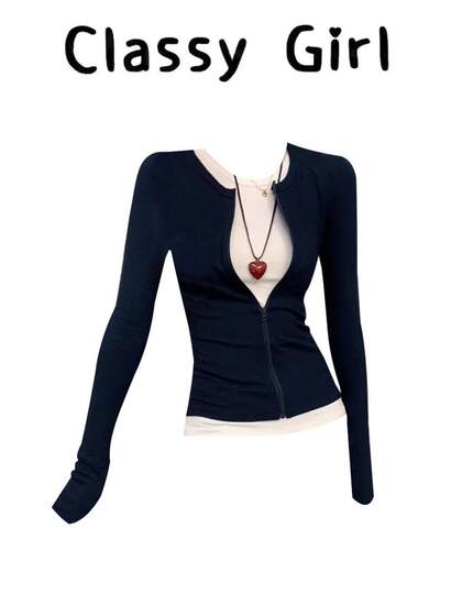 假两件修身瑜伽内搭打底衫女春季2025新款t恤上衣显瘦韩系穿搭春