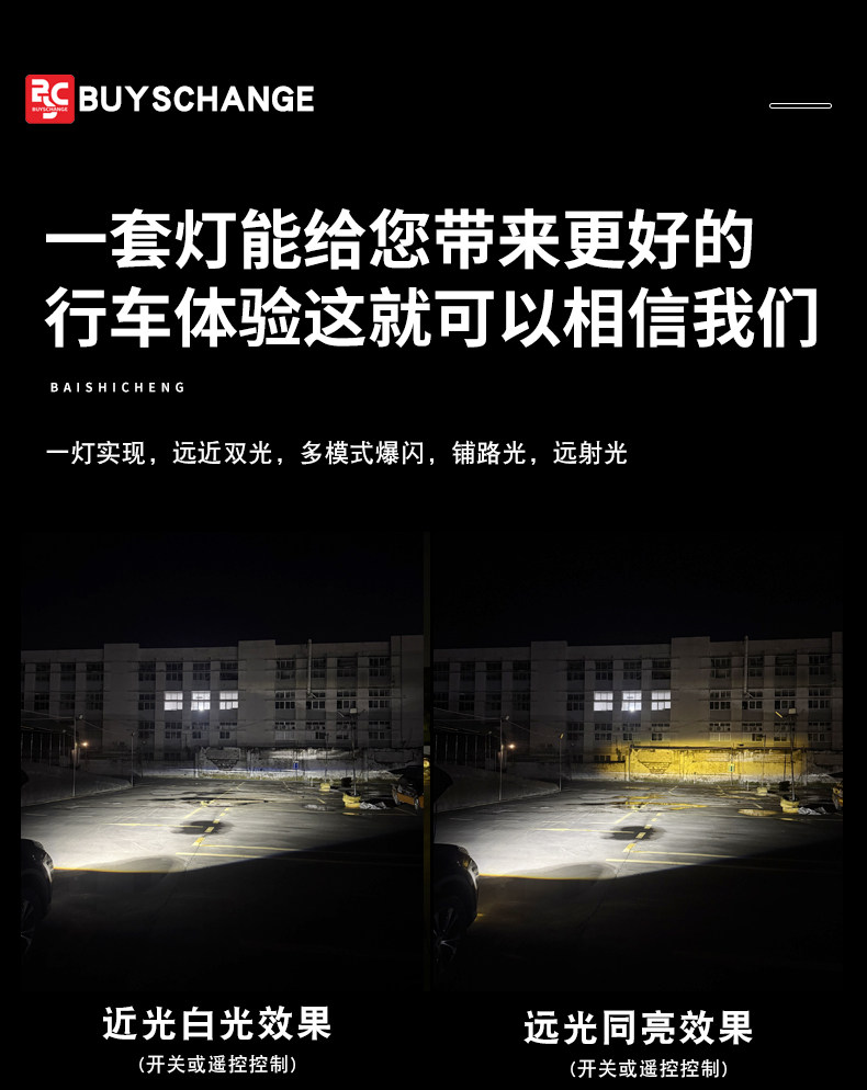 Внедорожные огни 汽车中网隐藏式射灯高亮改装led激光越野货车雾灯黄白双色铺路灯