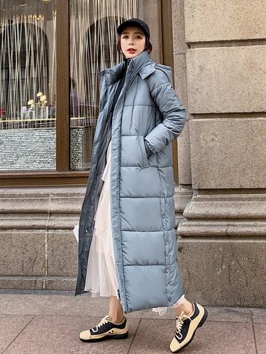 Сверхдлинный длинный зимний пуховик с пухом, куртка, коллекция 2022, в корейском стиле