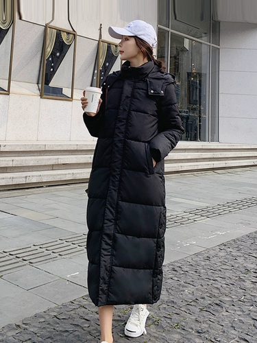 Сверхдлинный длинный зимний пуховик с пухом, куртка, коллекция 2022, в корейском стиле