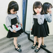 Childrens one-piece dress fall long sleeve foreign air splicing princess dresses Korean version girl fashion baby baby spring autumn dresses