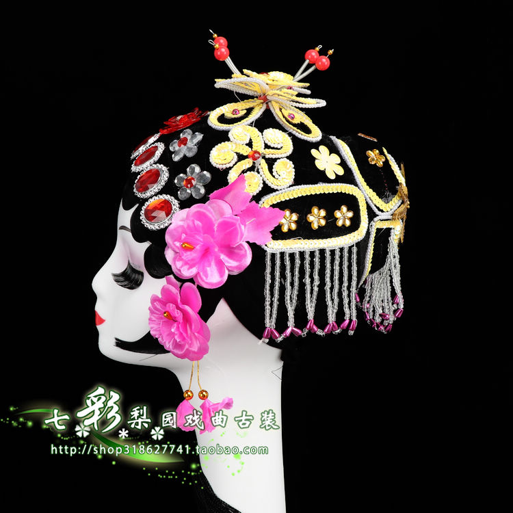 Opera headdress Bắc Kinh-Việt opera lớn Baotou thực hiện đầy đủ mai mối nhảy váy xanh khá Trưởng bộ Hoa hậu thiếu nhi