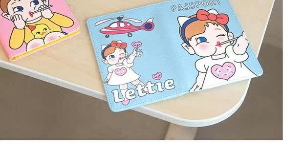 Hộ chiếu vé lưu trữ túi hộ chiếu clip dễ thương phim hoạt hình ngắn Phiên bản tiếng Hàn của túi tài liệu đa chức năng bảo vệ chống thấm nước - Túi thông tin xác thực túi đeo chéo nữ da mềm