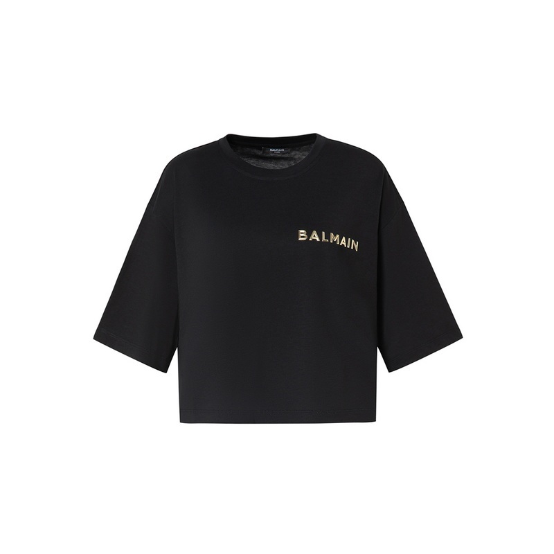 Balmain Balmain's New Summer Product for Women, Fashionable and Casual Round-Neck Short-Sleeved T-Shirt with Lettering Short Top