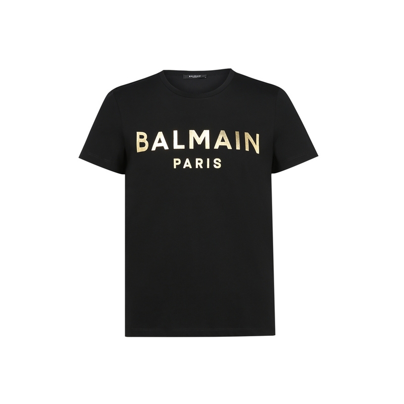 Balmain Balmain's New Spring and Summer Classic Casual Cotton Short-Sleeved T-Shirt with Gold Letter Logo for Men and Women