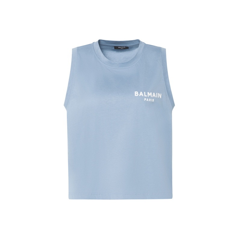 Balmain Balmain's New Summer Product for Women Is a Fashionable and Casual Sleeveless T-Shirt Vest Top with Logo Letters