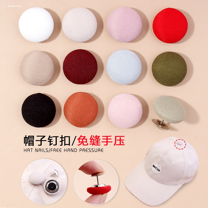 No-Sew Hat Top Fabric-Covered Buttons, Round Snap Buttons, Snap Fasteners, Repair Buttons for Baseball Caps, Sun Hats, Decorative Buttons
