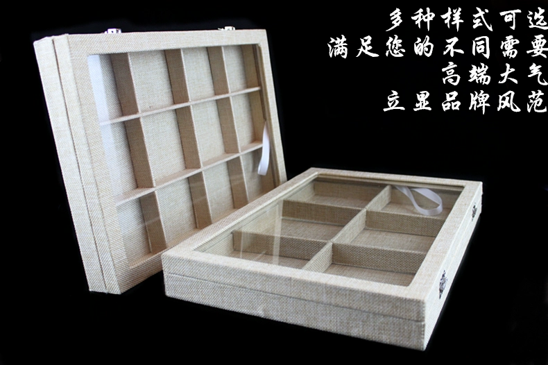 Vải lanh trang sức hộp đồ trang sức vòng cổ vòng đeo tay wenwan vòng đeo tay khay khay trang sức lưu trữ hiển thị kệ - Vòng đeo tay Cuff vòng gỗ huyết rồng