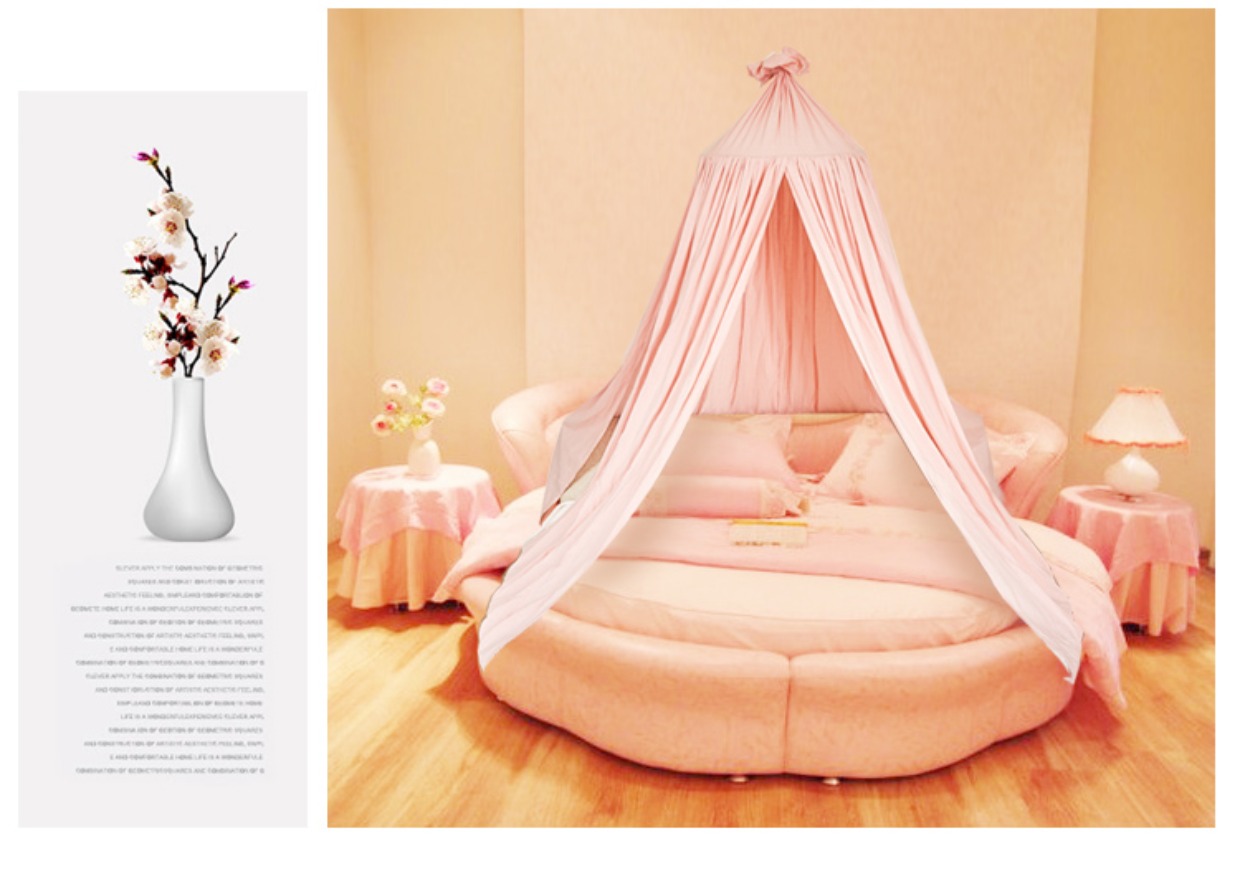Giường Giường công chúa trang trí đầu giường yarn Sợi trần châu Âu bed giường tròn tài khoản Trái tim cô gái Bắc Âu phổ quát rèm giường