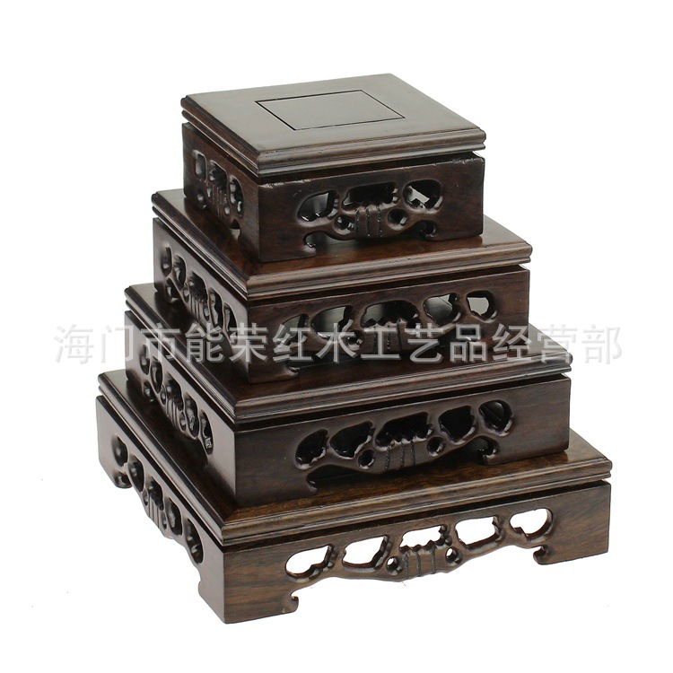 Solid Wood Square Pendulum base Wood Carved Handicraft Black Catali Wood Seal Seal of the Jade Head Teapot Bay-Taobao