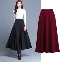 Posture three color 2021 spring new thickened skirt mid-length skirt high waist large skirt womens large size pocket A-line skirt
