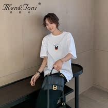 Men & Joni montomi Korean summer cartoon T-shirt loose cotton short sleeve maternity dress fashion top
