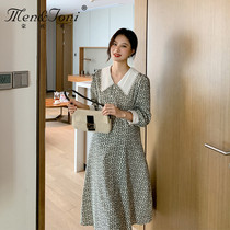 Men & Joni Montomi pregnant women autumn dress temperament tide mother out lapel flower skirt long