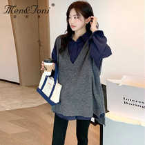 Men&Joni Montomi Maternity Vest Autumn New Lazy Slim Covering V-neck Knitted Vest Top