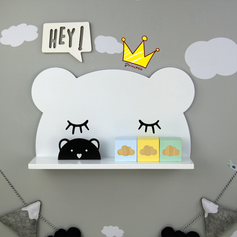 Nordic new children's room wall shelves Decorative Separators Pins Small Bear Decorative Shelf Wall Trim Partitions Free of punch