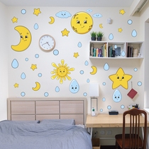 Star Moon cartoon wall sticker childrens room wall cute wall painting anime decoration Sun raindrop sticker PVC