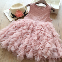 2022 Summer Girl Dress Dress Dress Foreign Air Fluffy Yarn Princess Dresses Breathable Super Fairy Couches Children Dress Children Dress