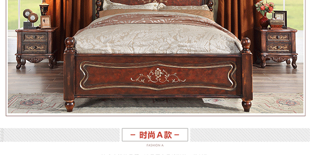 cổ điển retro gỗ vẽ tay Mỹ sơn 1,5m giường đôi cạnh giường ngủ bộ kết hợp bảng phòng ngủ của dòng - Giường giường đôi