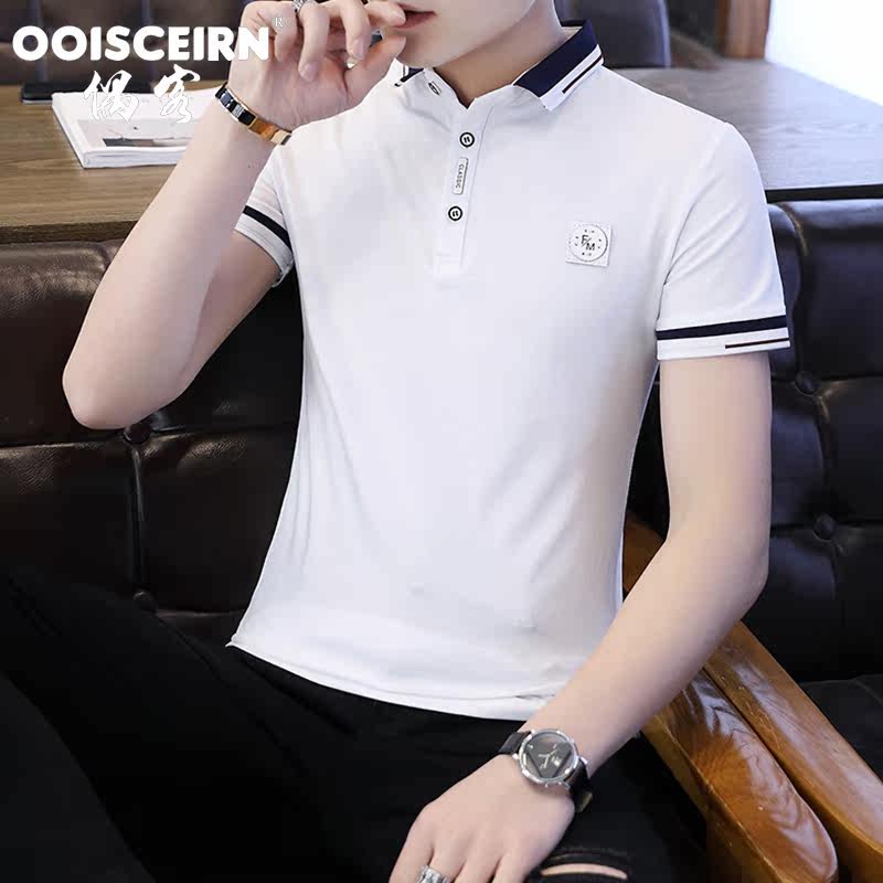 Turn-collar polo shirts manins craze Men's tennis red short sleeves Men's body Tide Cards Trend Half Sleeve T-shirt p0l0 Jersey Men