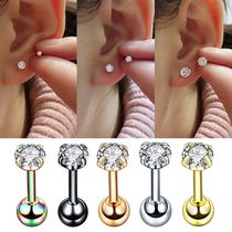 Pair Pcs Small Round Cz Tragus Cartilage Stainless Steel G