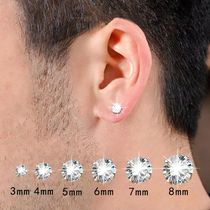 Pair Classic Stainless Steel Stud Earrings For Women CZ