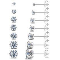 Pair Hypoallergenic Titanium Stainless Steel Cubic Zirconia